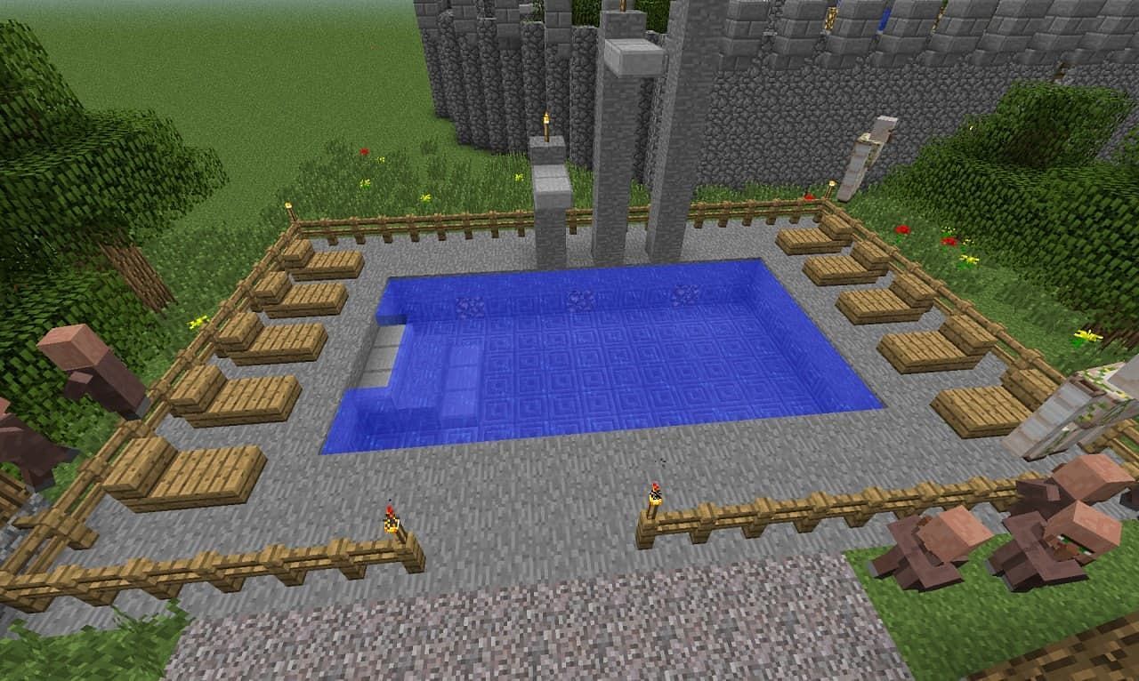 A swimming pool in Minecraft (Image via Minecraft)