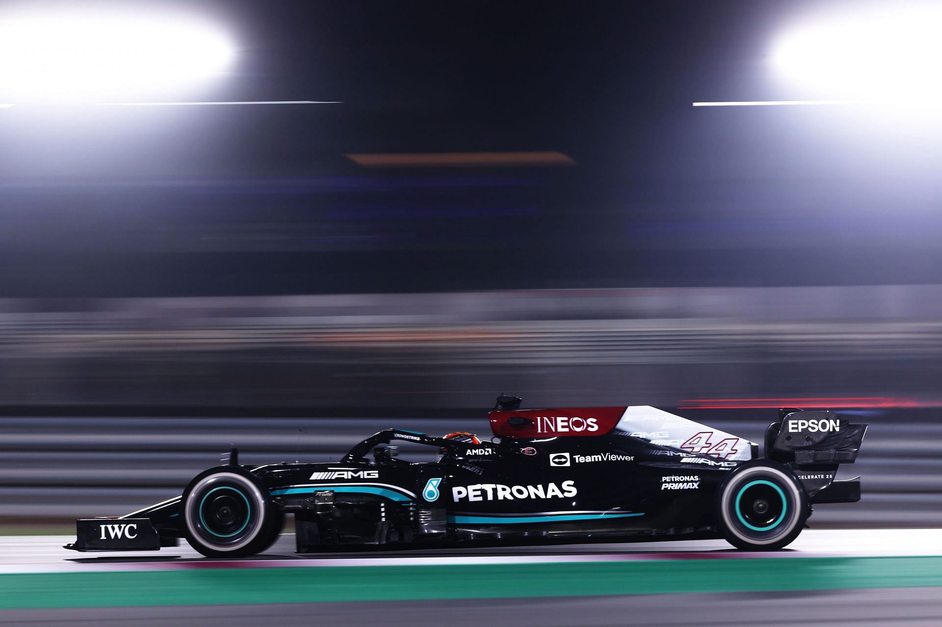 Lewis Hamilton on track during the 2021 Qatar Grand Prix.