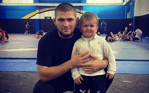 Former UFC lightweight fighter Khabib Nurmagomedov (left) with internet sensation Hasbulla Magomedov (right) [Image credit: @khabib_nurmagomedov on Instagram]