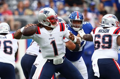 QB Cam Newton when he was with the New England Patriots