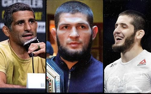 Beneil Dariush (left), Khabib Nurmagomedov (center), and Islam Makhachev (right)