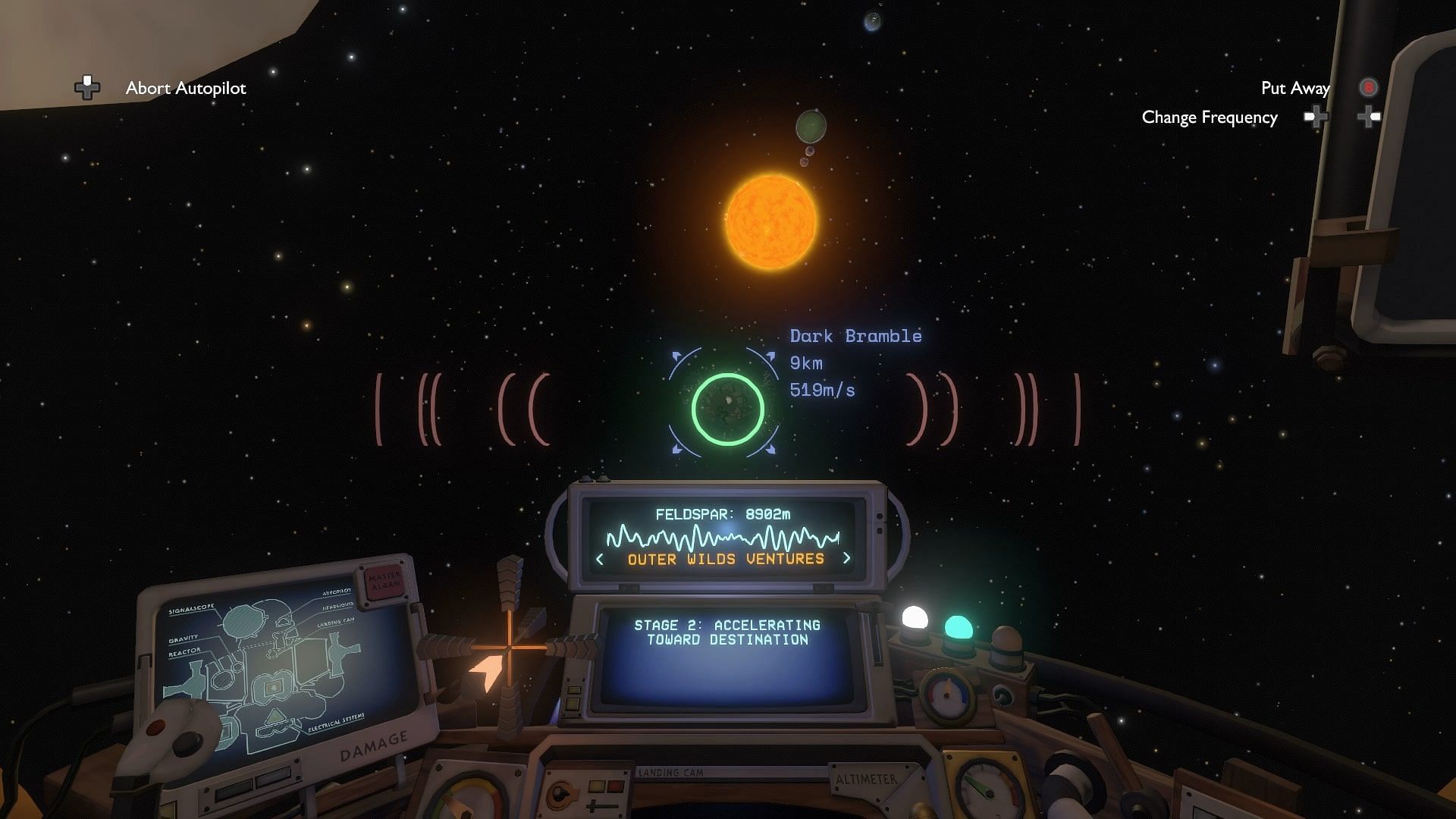 A Signalscope aboard the spaceship (Image via Outer Wilds)