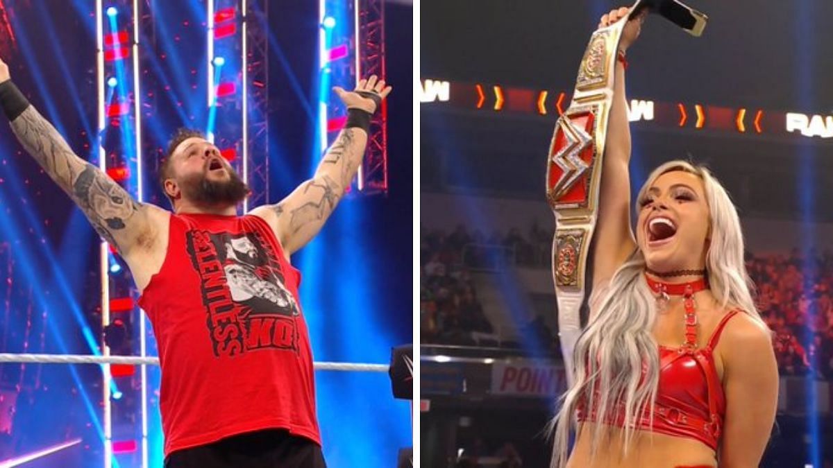Kevin Owens picked up a big win on RAW (left); Liv Morgan made a statement (right)
