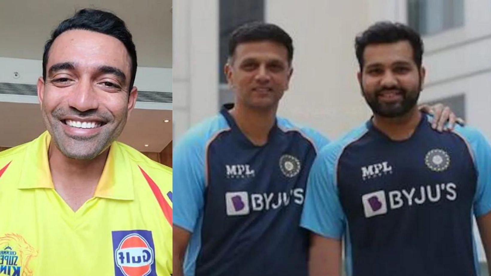 Robin Uthappa, Rahul Dravid and Rohit Sharma (from left to right)