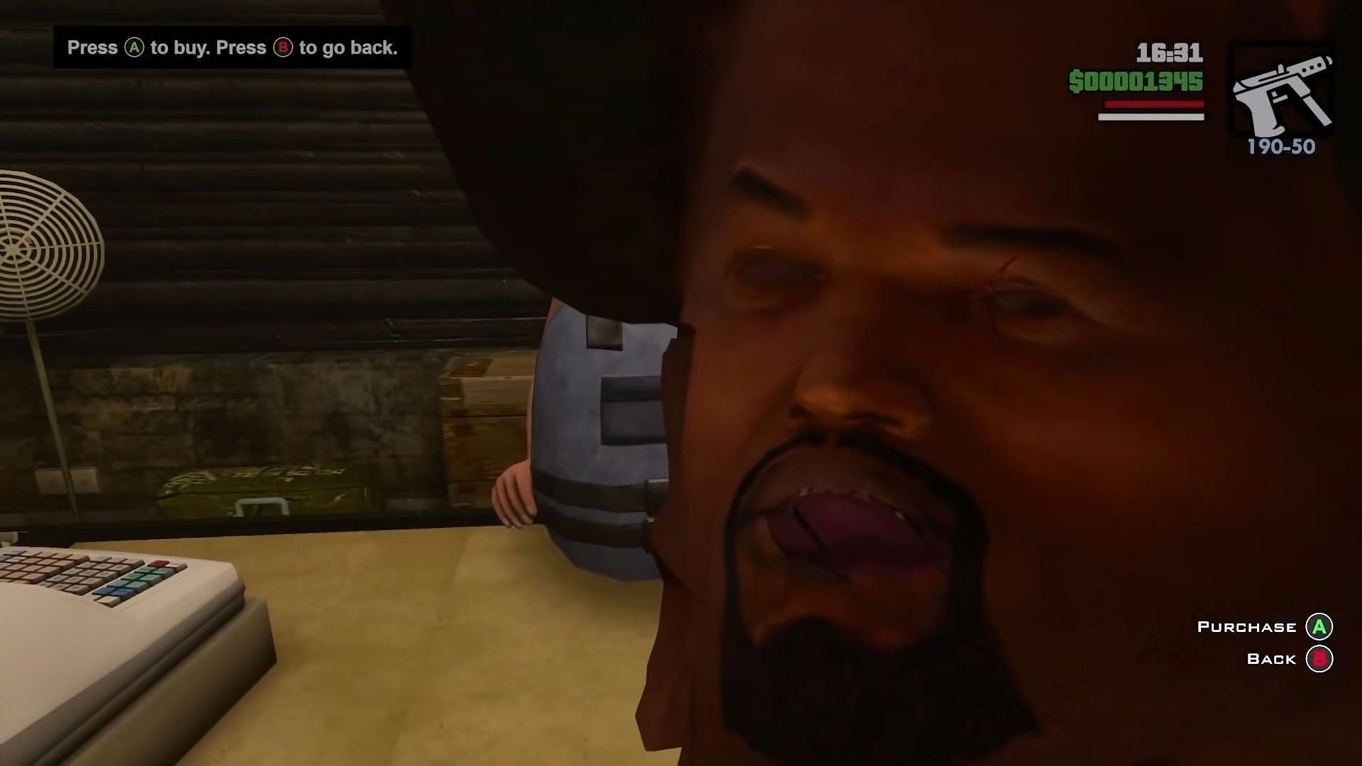 CJ&#039;s face is now a skin mask from a horror movie (Image via Rockstar Games)