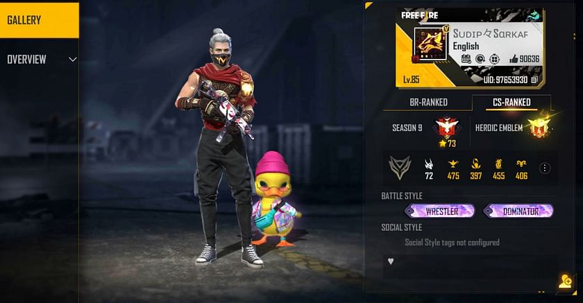 Sudip Sarkar's Free Fire ID, stats, Discord link, monthly income