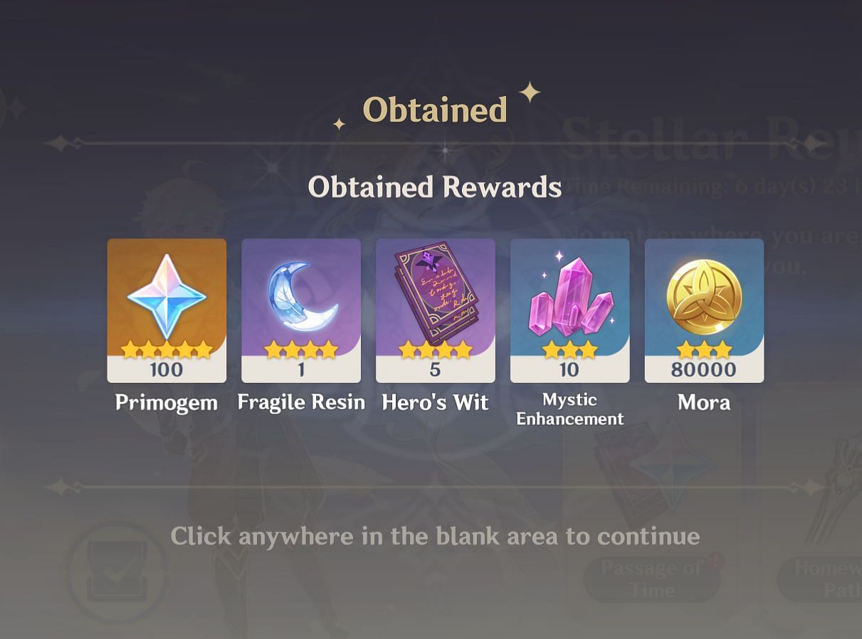 The Reunion Rewards screen (Image via Genshin Impact)