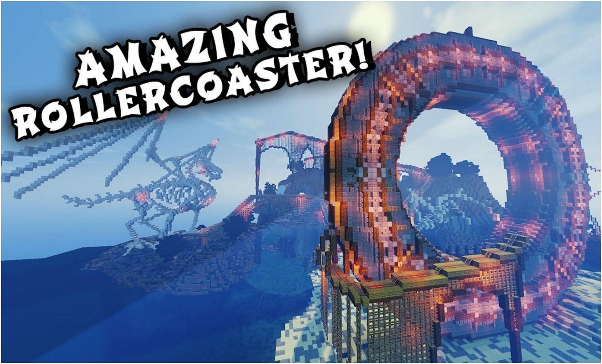A rollercoaster track in Minecraft (Image via APKPure/Minecraft)