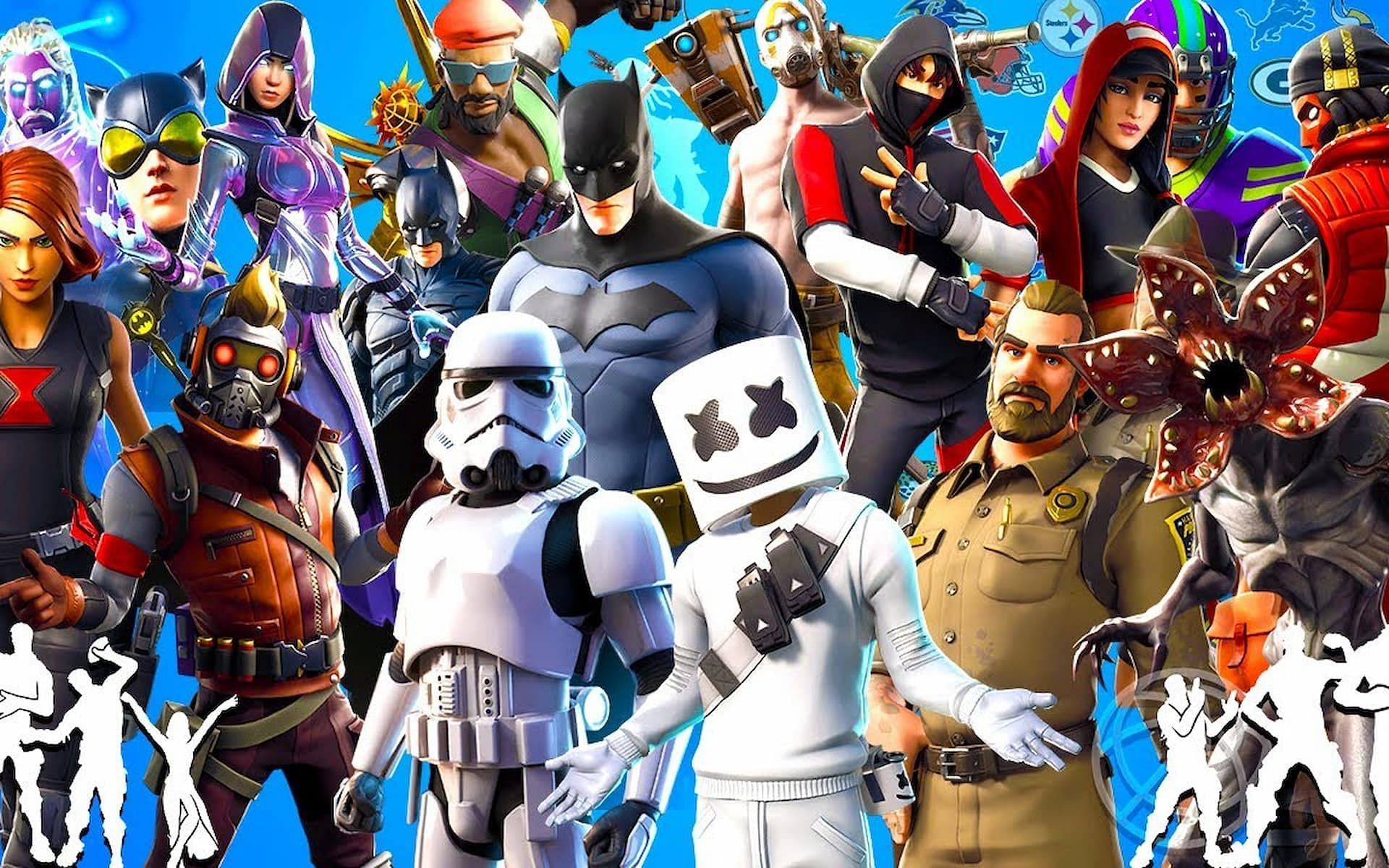 A look at several of the Fortnite collaborations of the past. (Image via Epic Games)