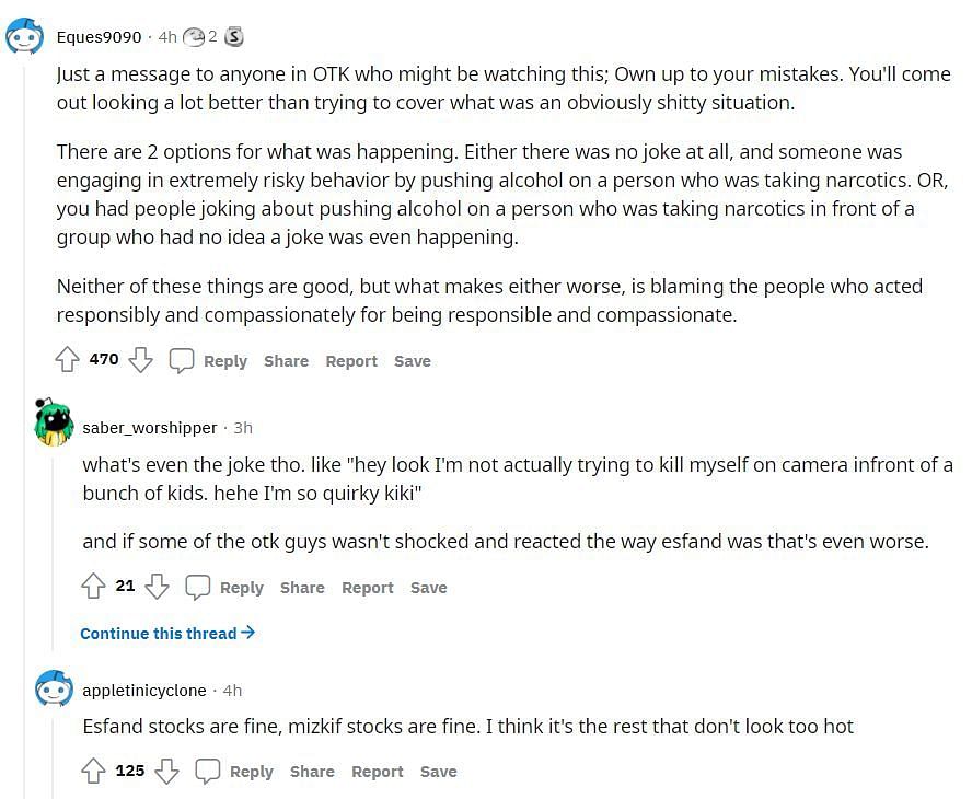 Responses to the episode on Reddit (Image via r/LivestreamFail, Reddit)