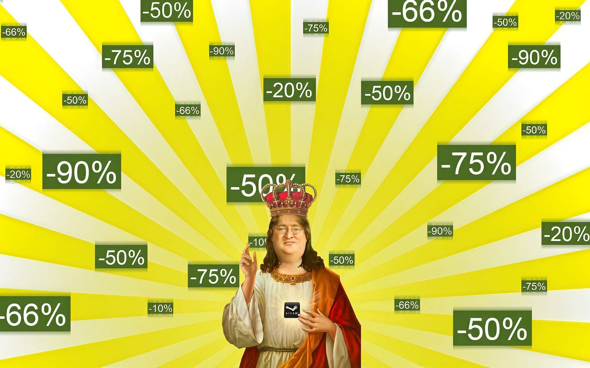 Lord Gaben showering us with Discounts (Image via YouTube)