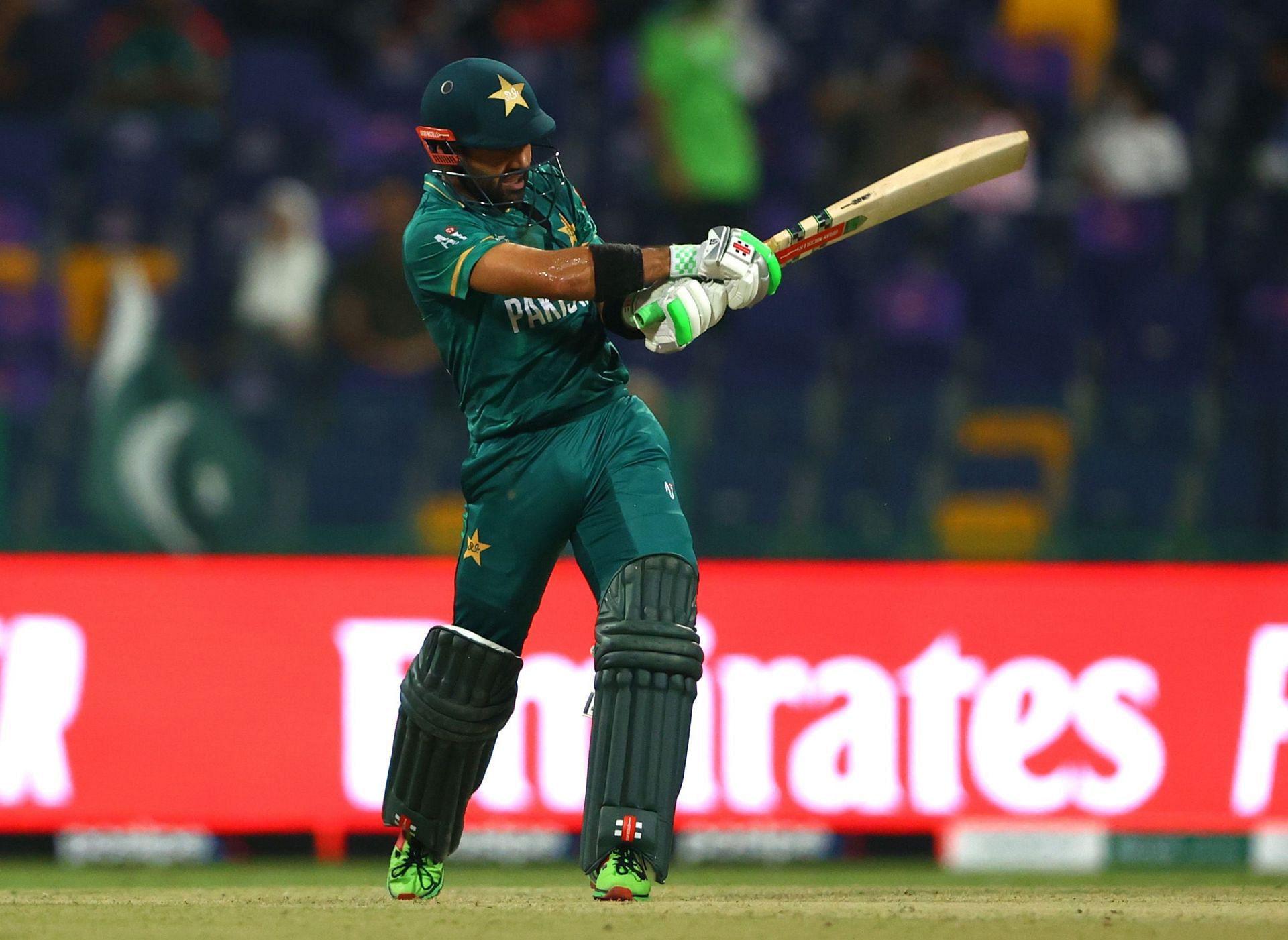 Mohammad Rizwan of Pakistan bats against Namibia. Pic: Getty Images