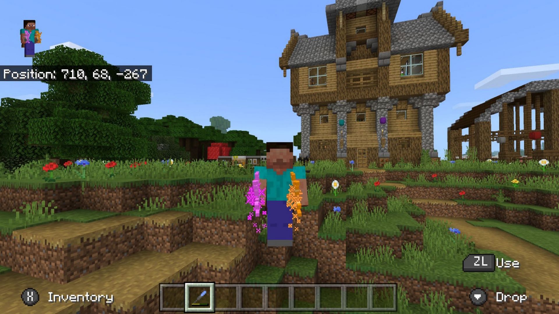 A player holds two sparklers in their Minecraft world (Image via Mojang/Reddit user CorptanSpecklez)