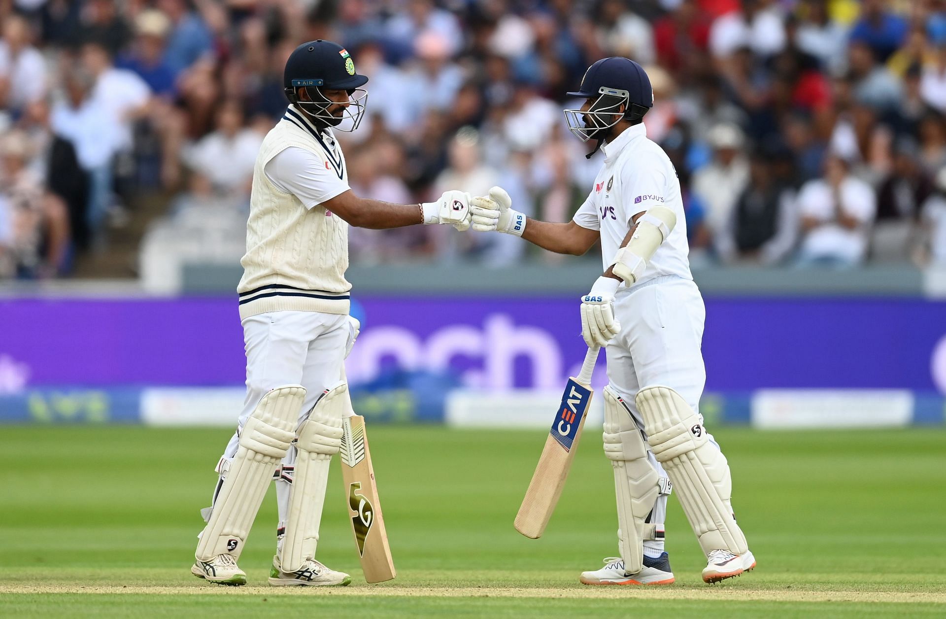 Cheteshwar Pujara and Ajinkya Rahane during the Test series in England. Pic: Getty Images