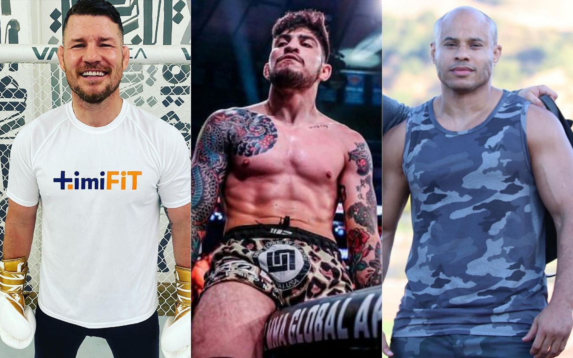 Michael Bisping (left), Dillon Danis (middle) and Ali Abdelaziz (right) [Image credits: @mikebisping, @dillondanis and @aliabdelaziz000 on Instagram]