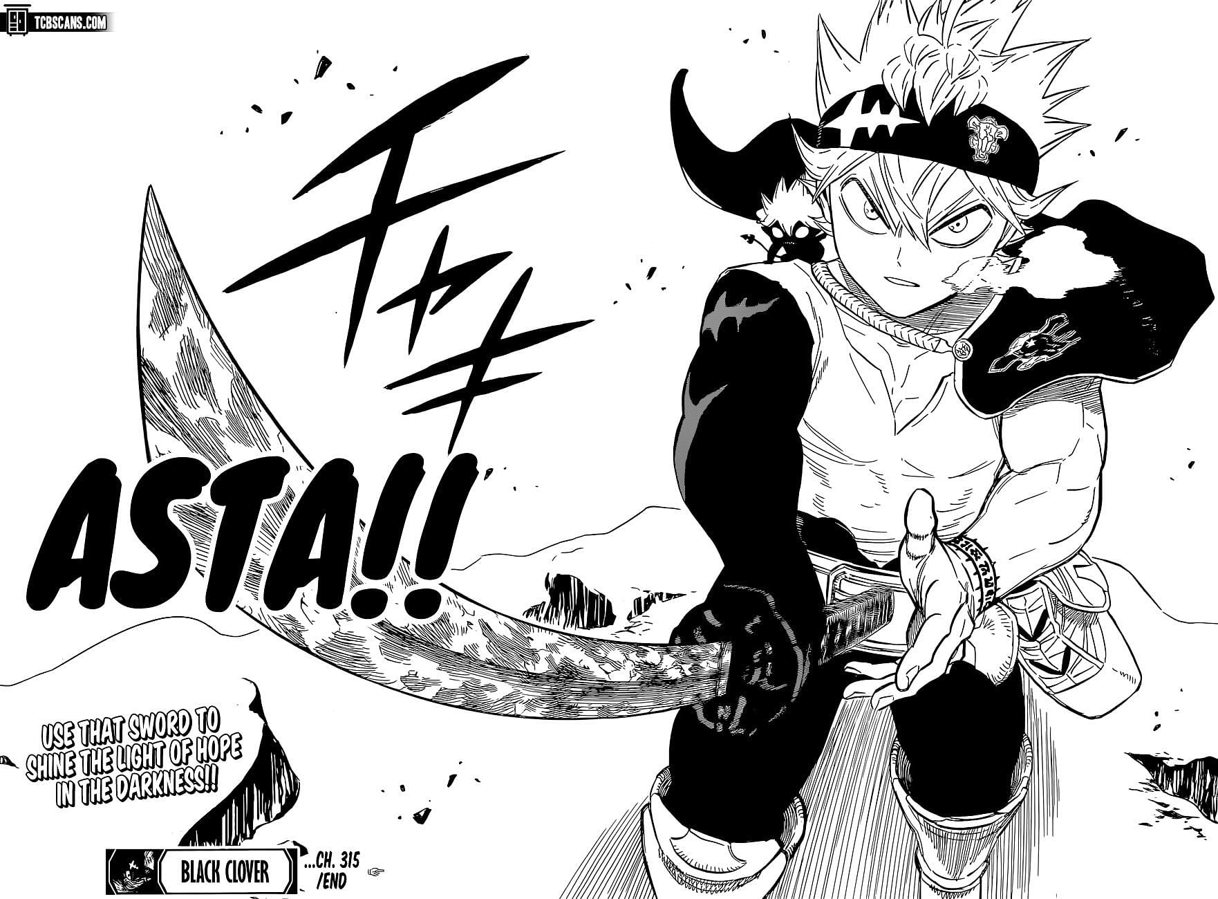 Asta on the last page of Black Clover 315 (Image via TCBScans)