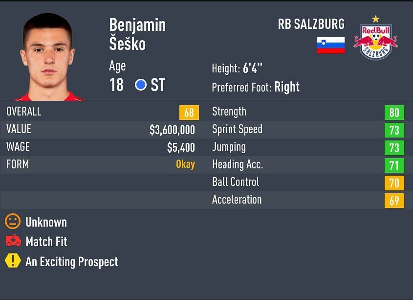 Sesko has 3-star weak-foot and skill moves (Image via Sportskeeda)