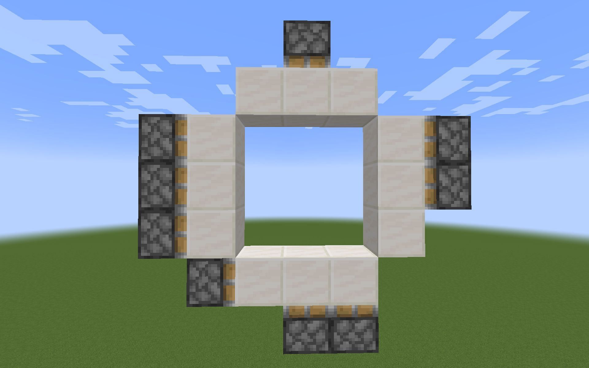 You will need to place pistons carefully throughout this build. (Image via Minecraft)