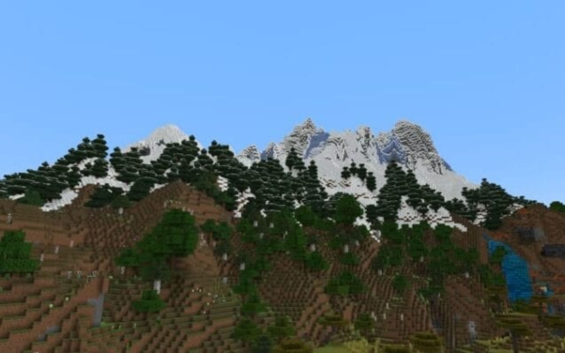 An image of a mountain biome in-game. (Image via Minecraft)