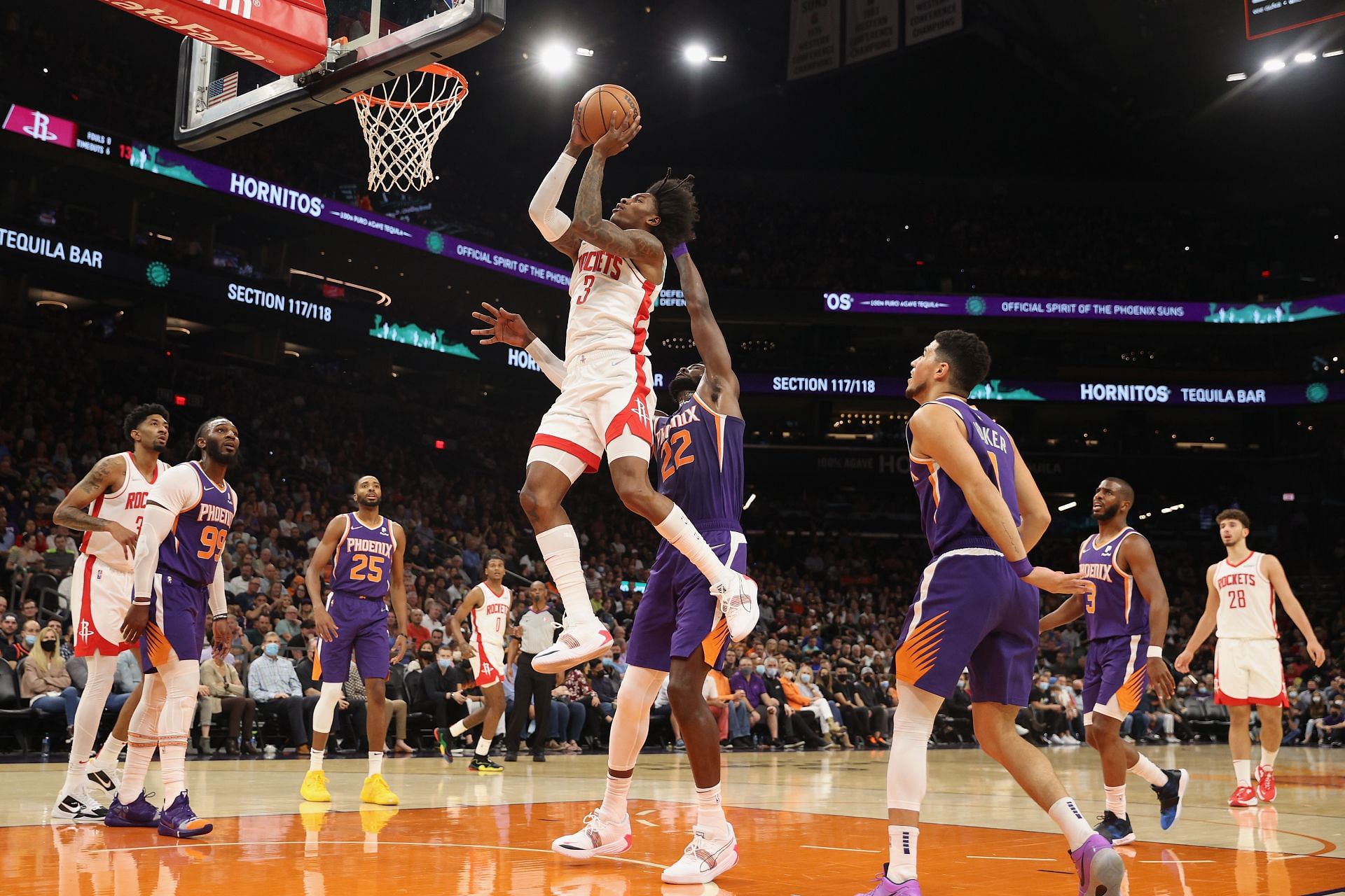 The Houston Rockets in action against the Phoenix Suns