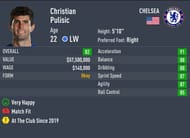Pulisic has a 4-star weak-foot and skill-moves in FIFA 22 (Image via FIFA)