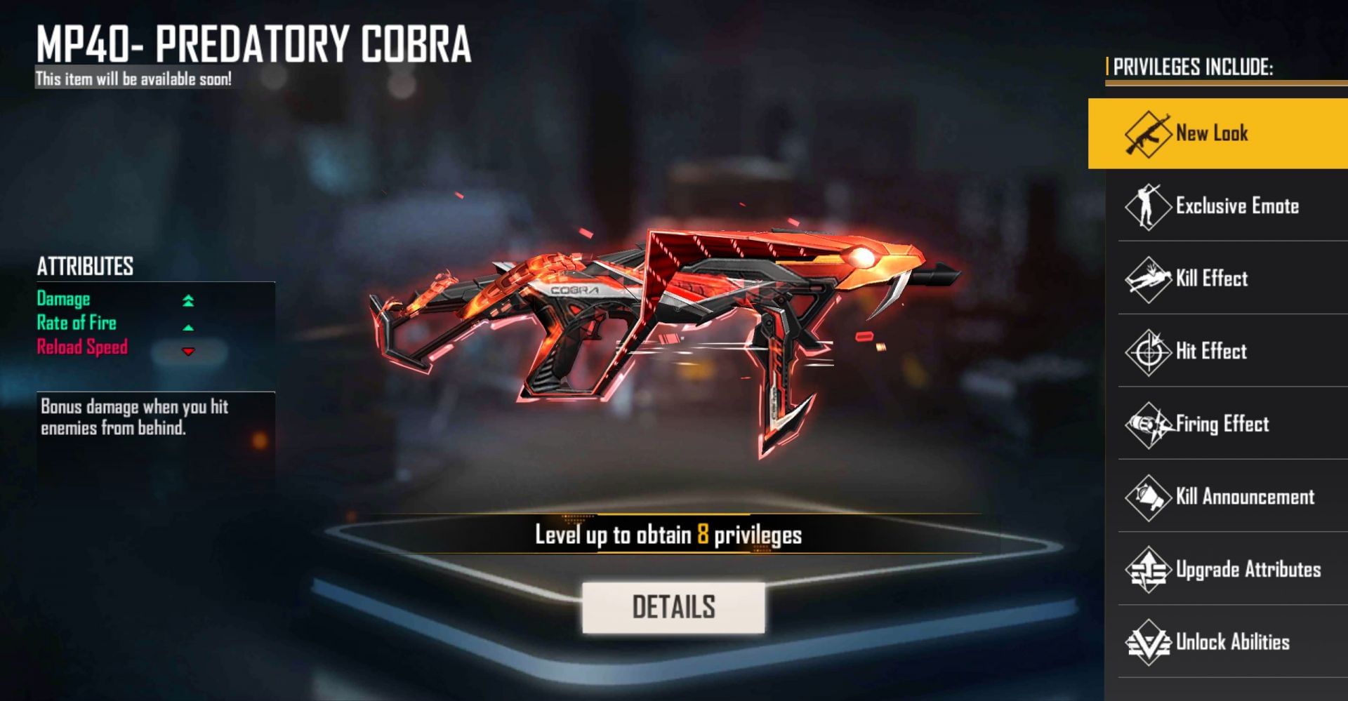 MP40 &ndash; Predatory Cobra (Image via Free Fire)