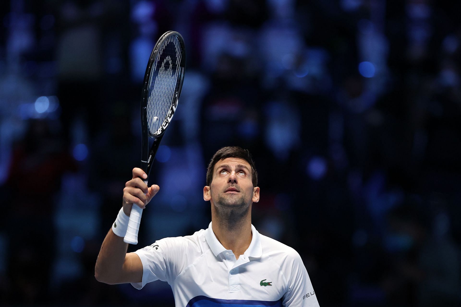 Novak Djokovic after beating Casper Ruud at the 2021 Nitto ATP Tour Finals