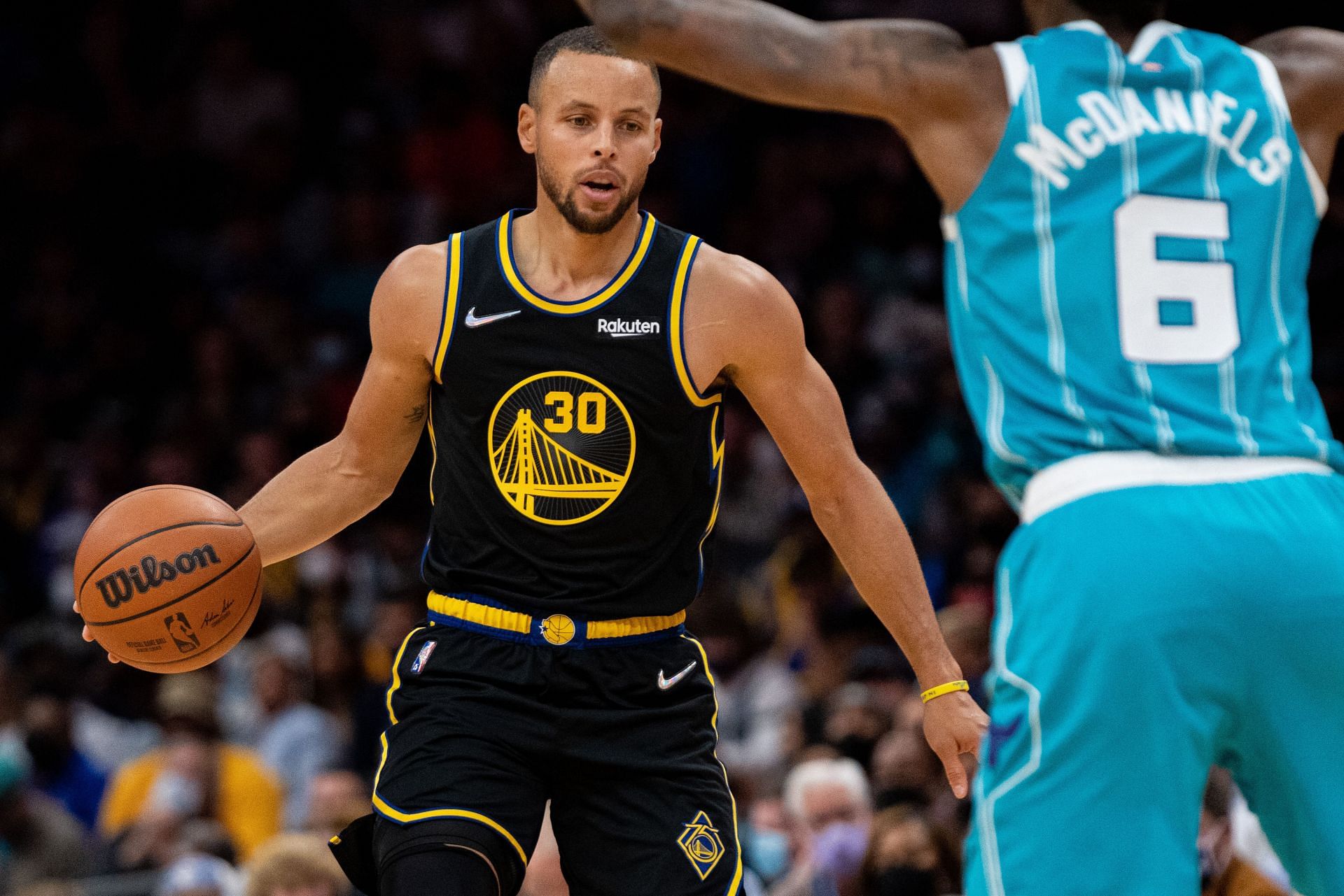 Stephen Curry looks to make a play for the Golden State Warriors.