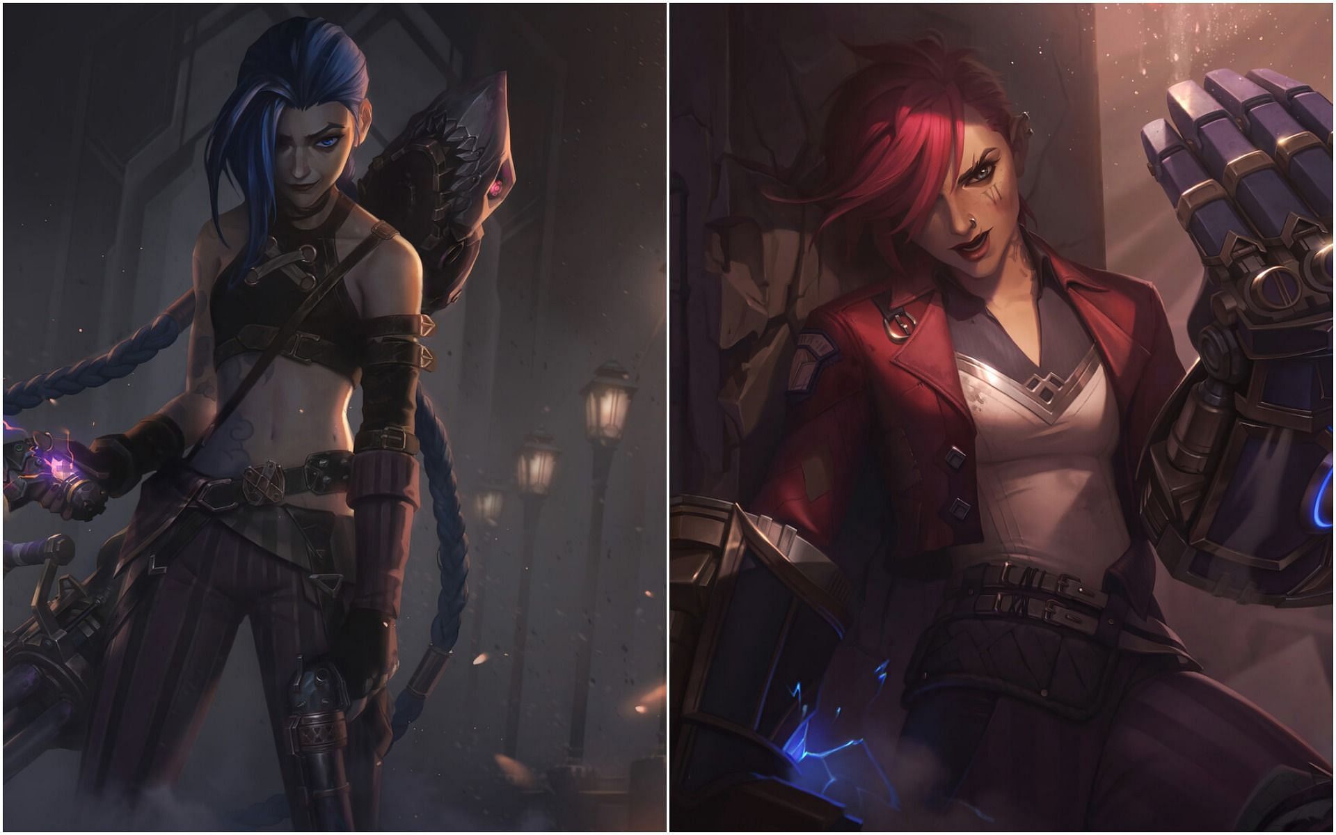 Players can obtain free Arcane themed skins all across November for Jinx, Vi, Caitlyn, and Jayce (Image via League of Legends)
