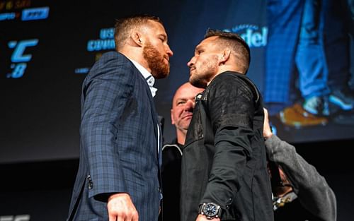 Justin Gaethje and Michael Chandler face off [Photo via @ufc on Instagram]