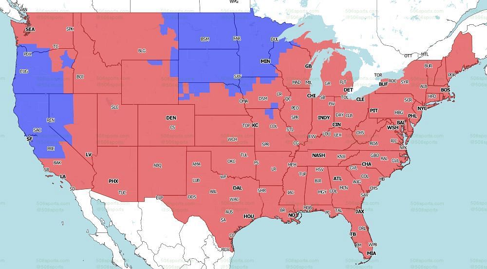 FOX Coverage Map for the games of Week 12