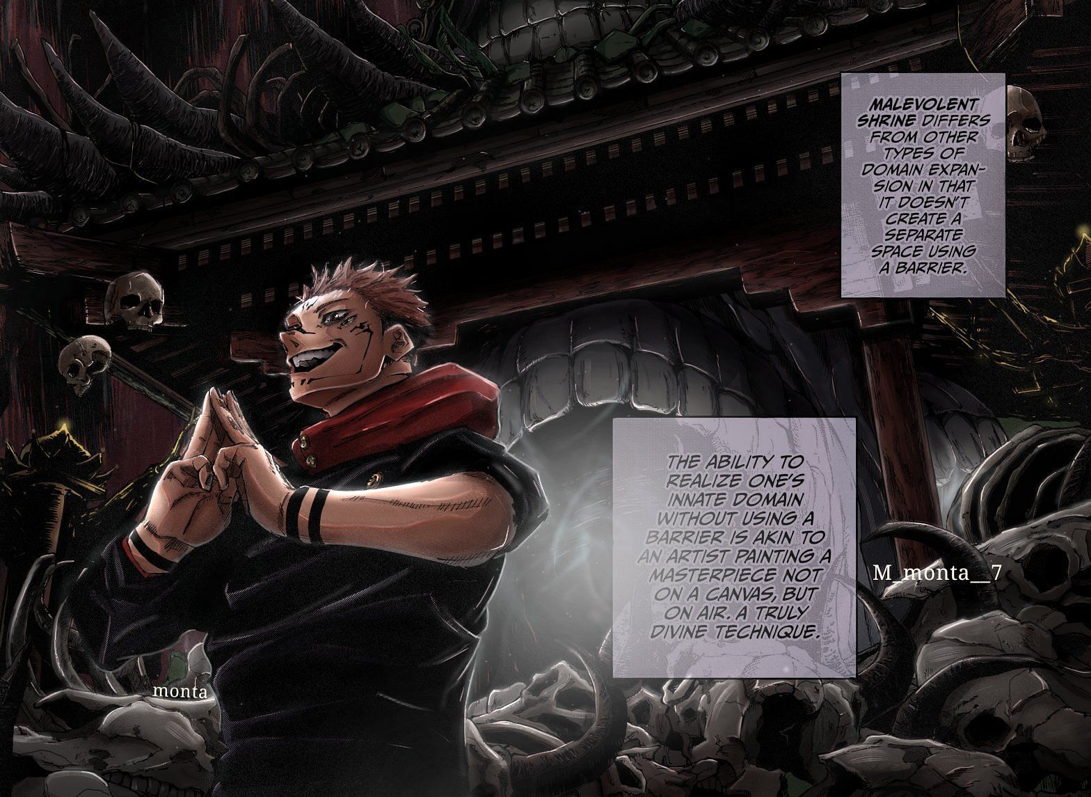 Sukuna and his Domain, Malvolent Shrine (Image credit: Shonen Jump, Coloring: Monta)