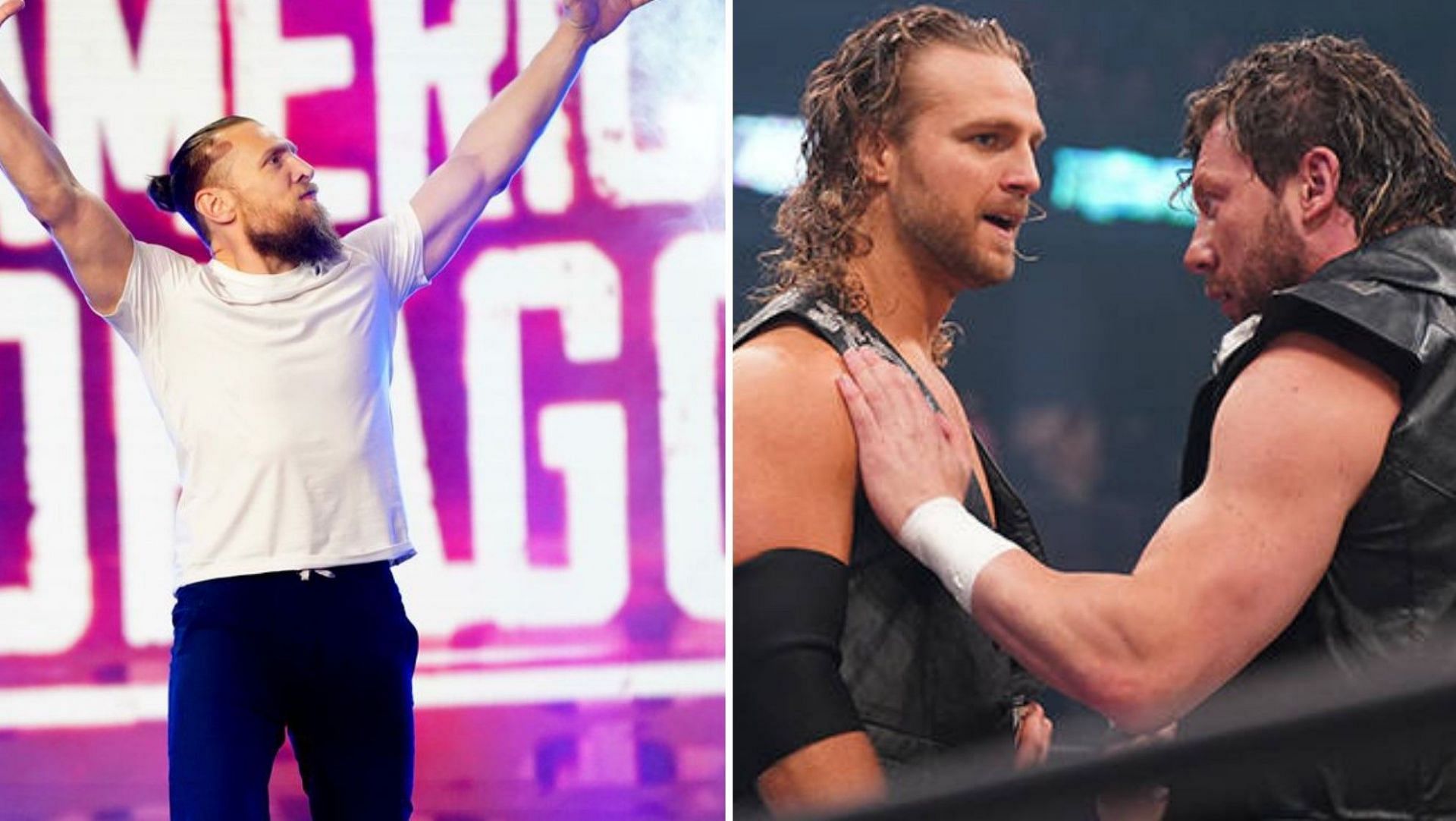 Bryan Danielson (left) and Hangman Page-Kenny Omega (right)