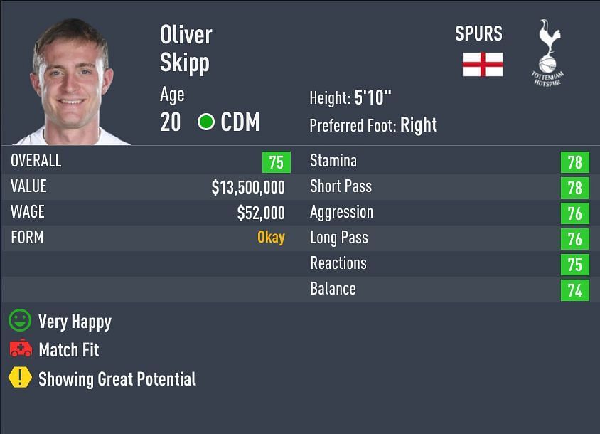 Skipp is a budget option for a 75-rated player (Image via Sportskeeda)