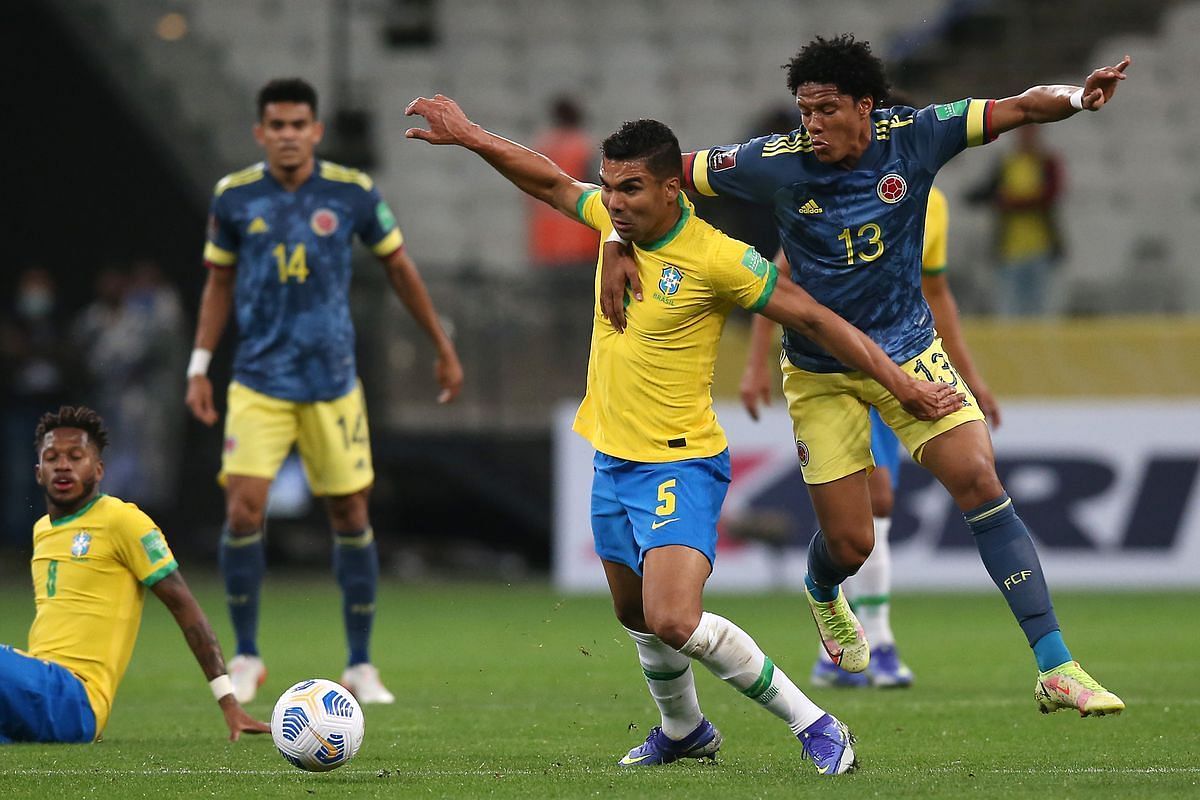 Brazil and Colombia both committed 21 fouls each.