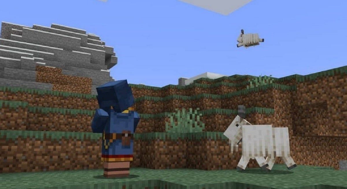 Goat jumping in Minecraft (Image via Minecraft)