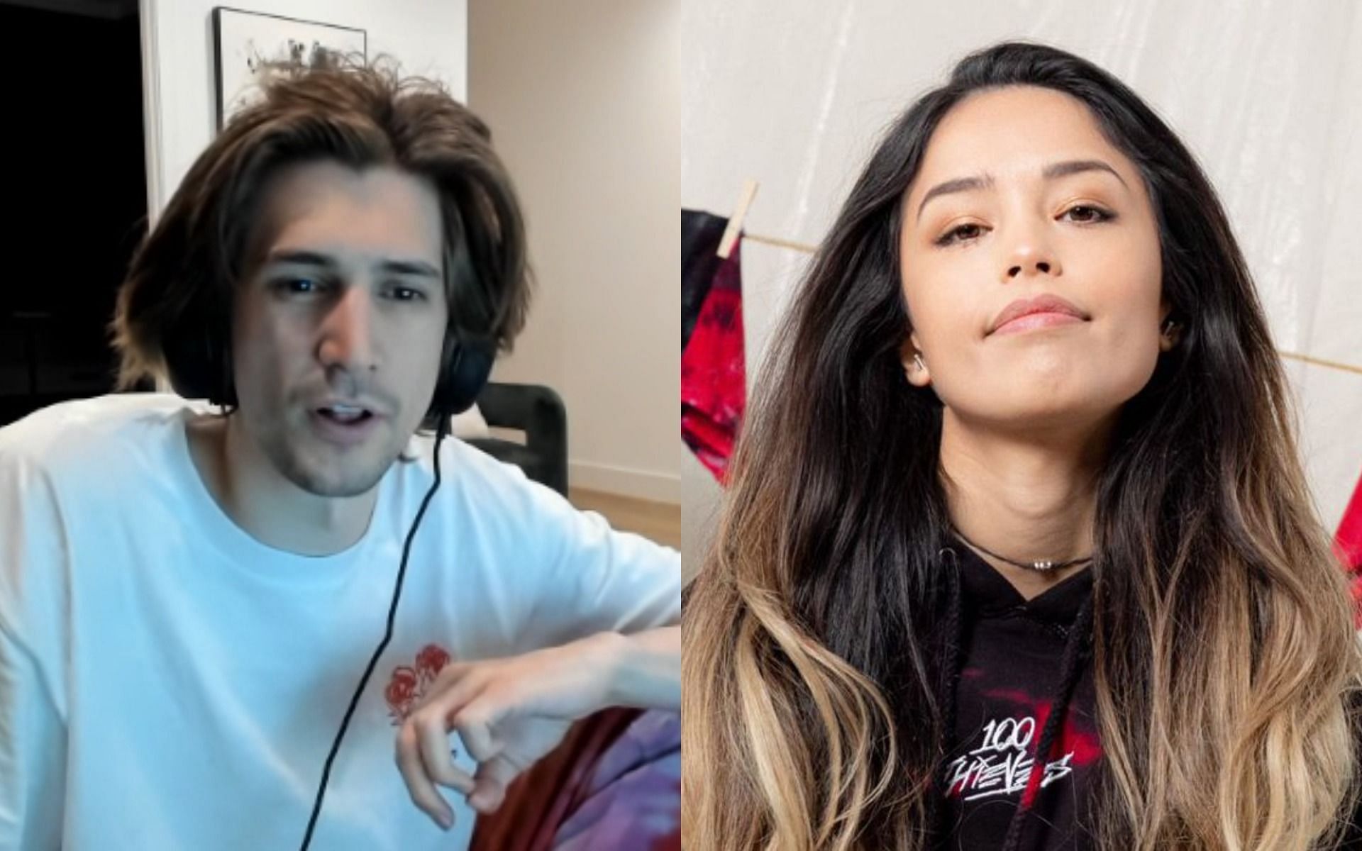 xQc throws a jab at RFLCT as Valkyrae joins his Discord call (Images via Twitch/Twitter)