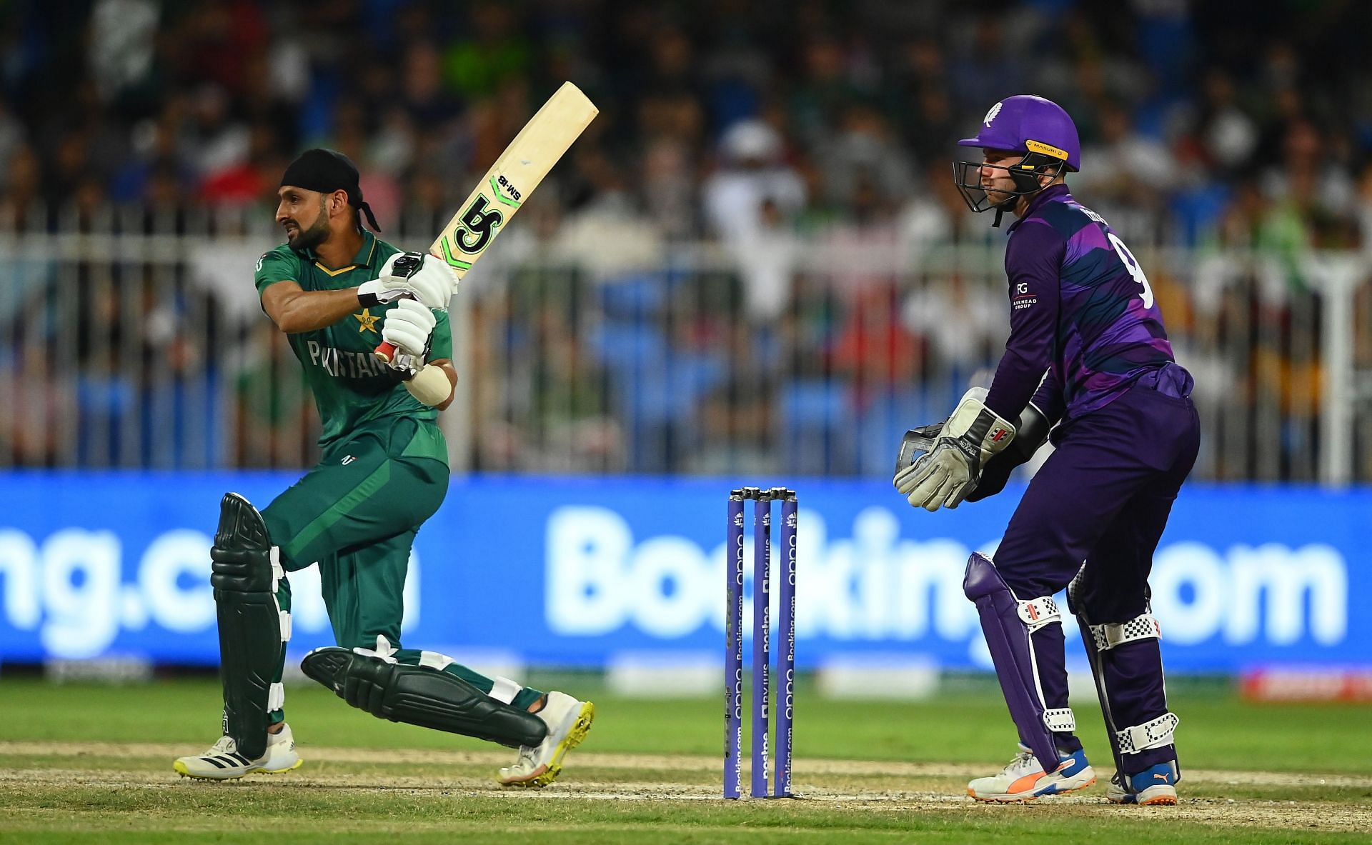 Shoaib Malik of Pakistan plays a shot in the match against Scotland. Pic: Getty Images