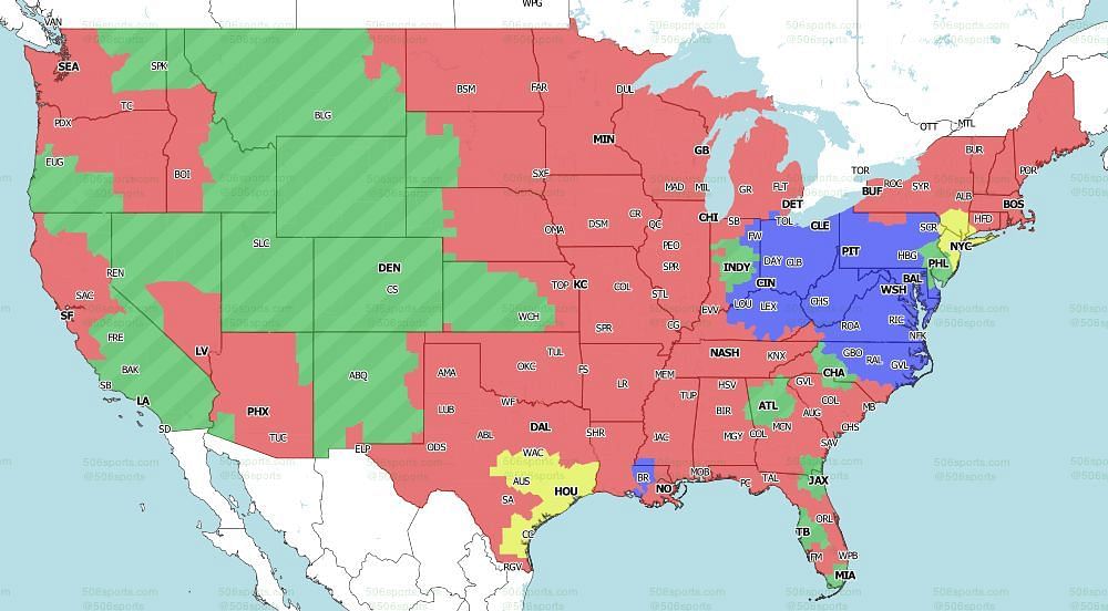 CBS Coverage Map for the games of Week 12