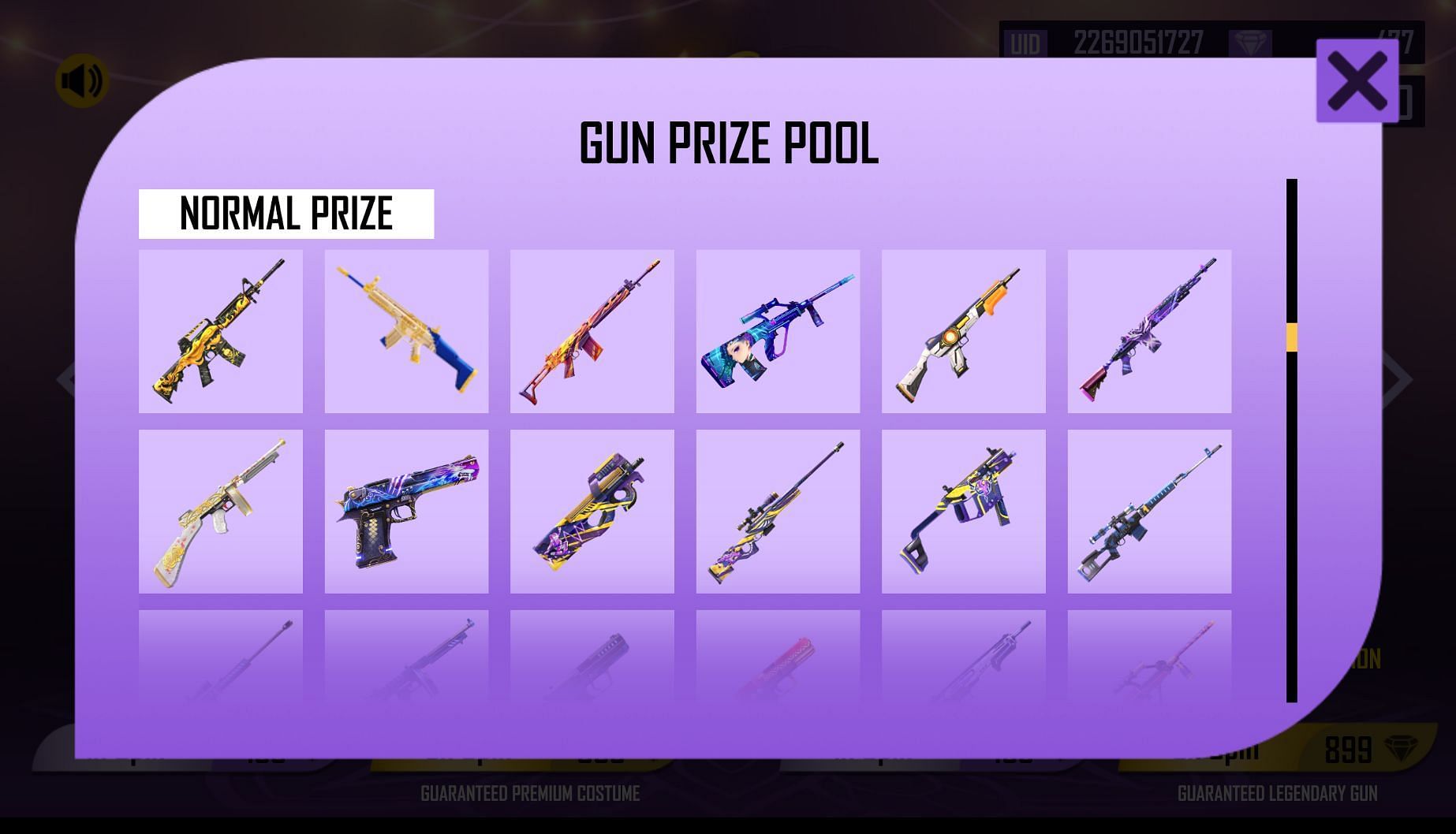 There are 220 gun skins available (Image via Free Fire)