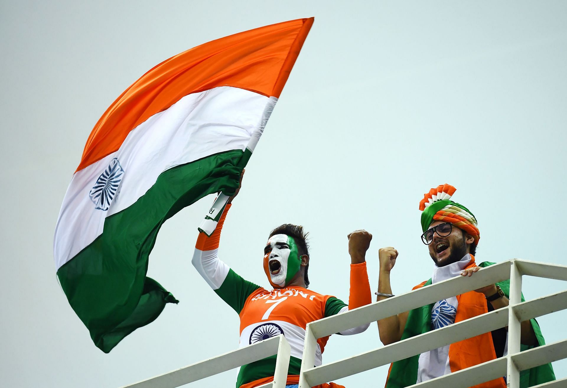 Indian cricket fans supporting the team during the match against New Zealand. Pic: Getty Images