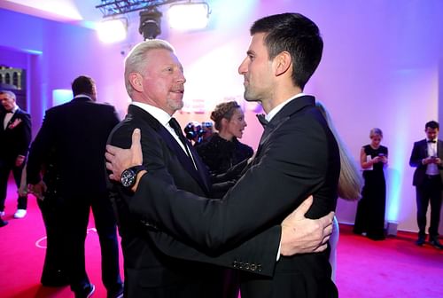 Boris Becker and Novak Djokovic at the 2019 Laureus World Sports Awards in Monaco