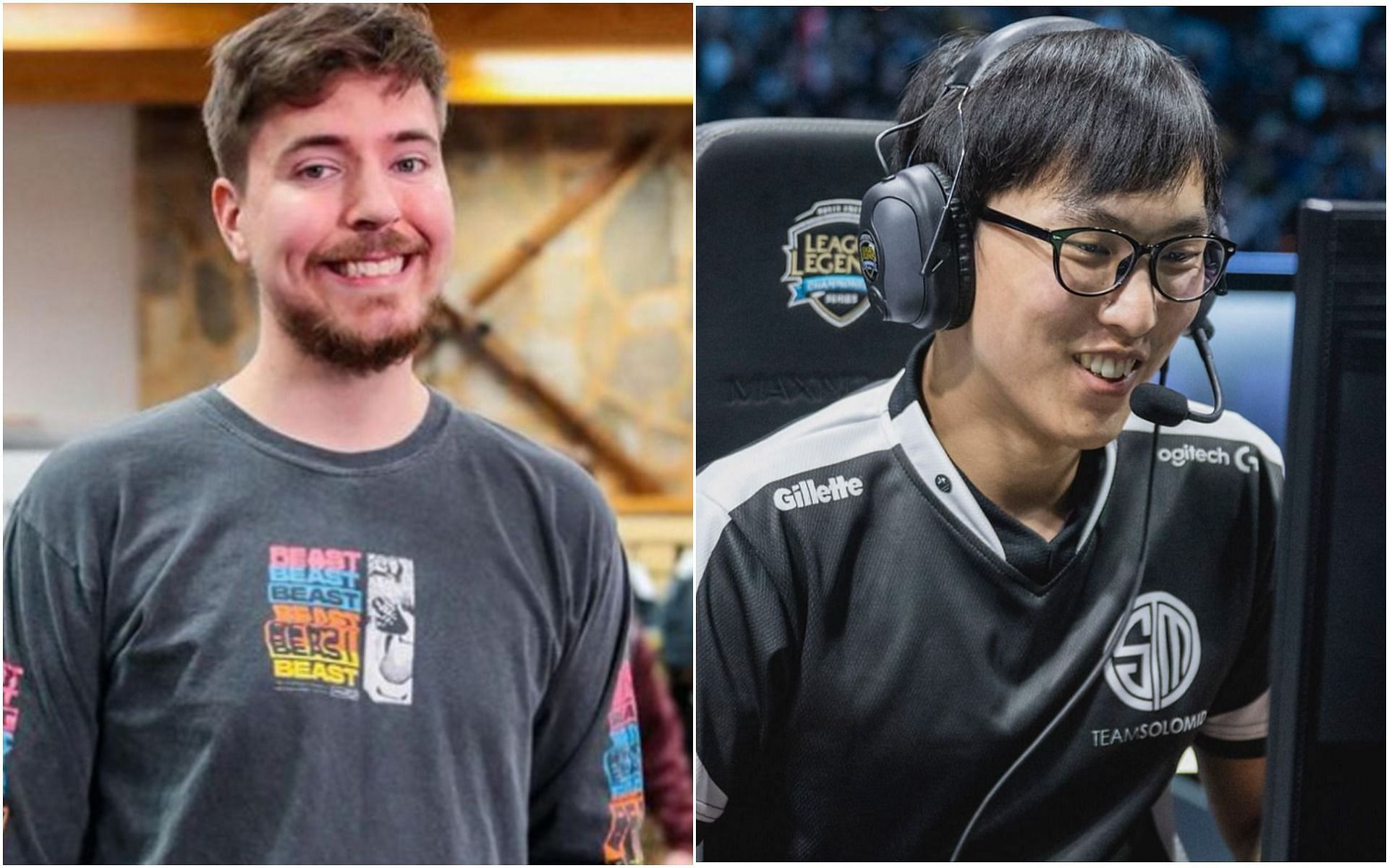 Fans might see Doublelift and MrBeast join hands to create a potential League of Legends super team (Image via MrBeast and League of Legends)