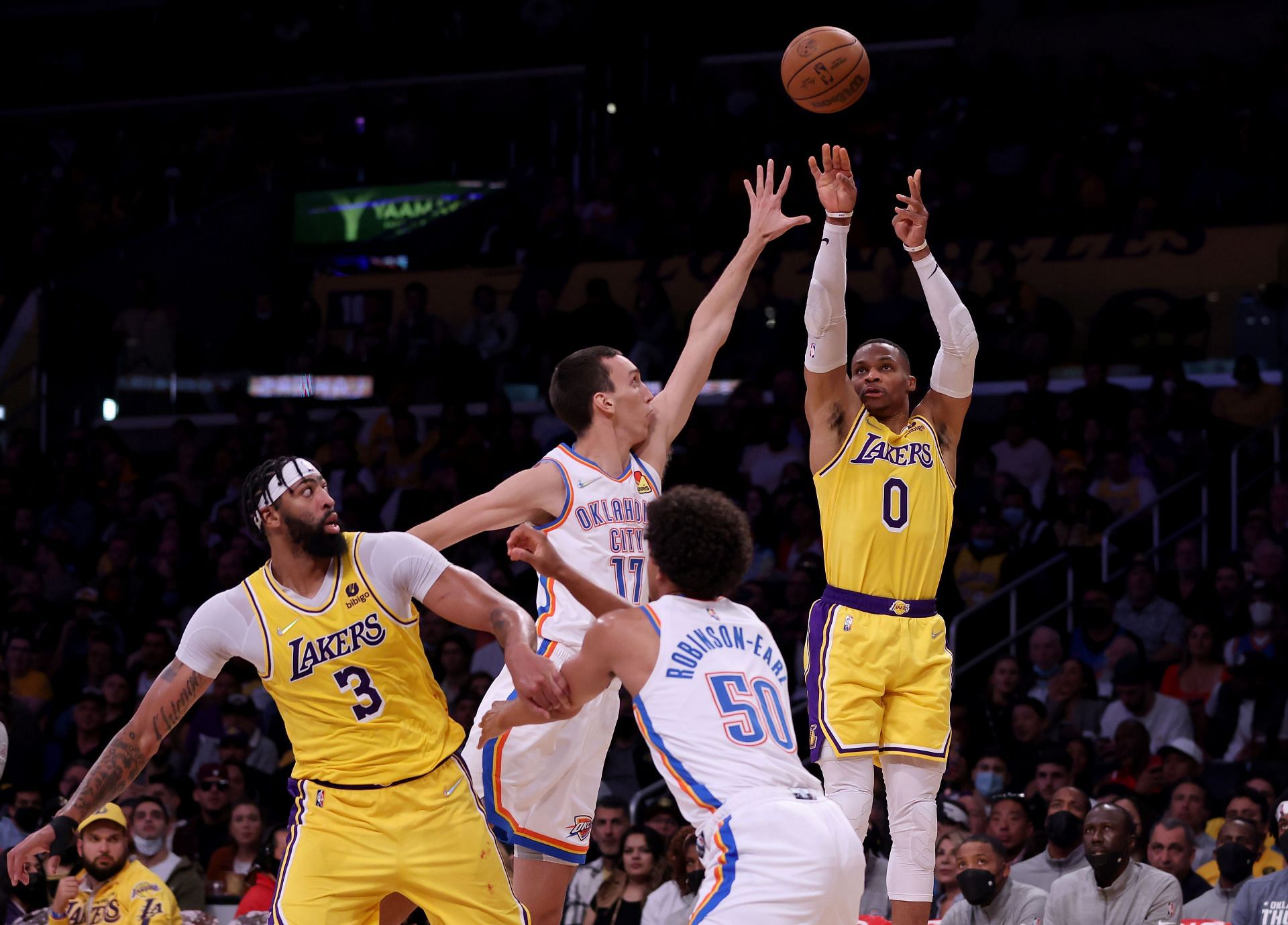 Los Angeles Lakers All-Stars Anthony Davis #3 and Russell Westbrook #0