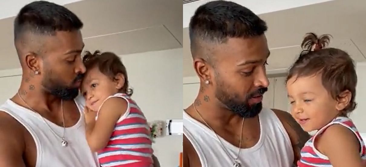 Hardik Pandya with son Agastya. Pic: Hardik Pandya/ Instagram