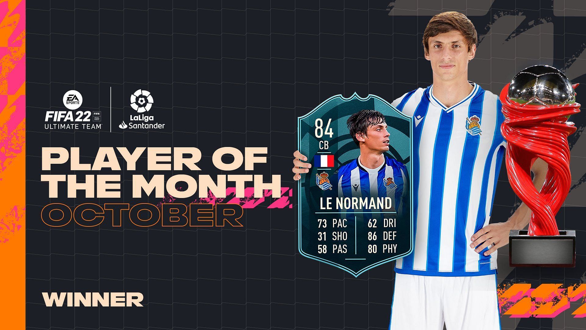 Robin Le Normand is the La Liga Player of the Month for October (Image via EA Sports)