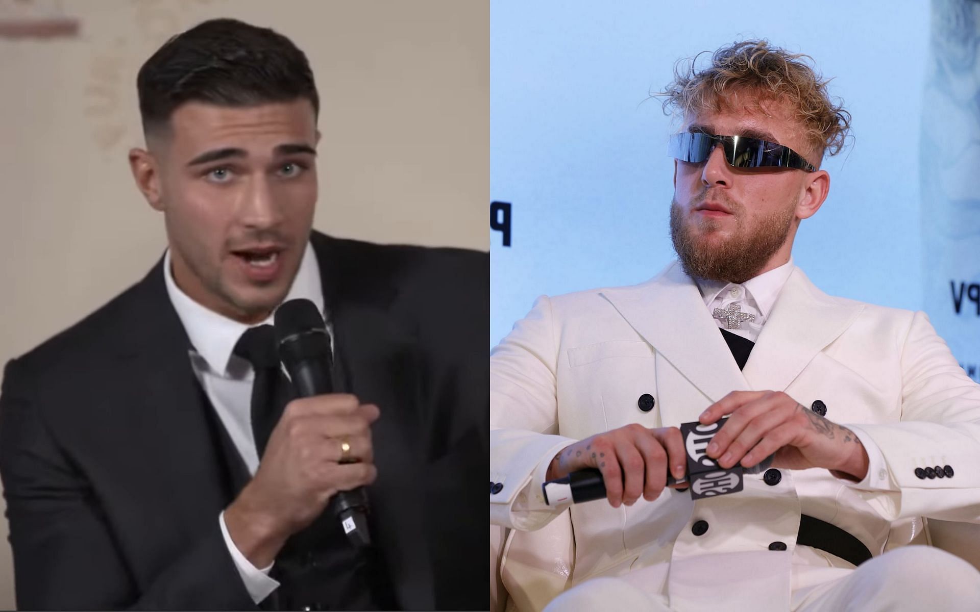 Tommy Fury (left) alleges Jake Paul (right) of &#039;rigging&#039; his boxing contract. [Image credits: youtube/SHOWTIMEsports]