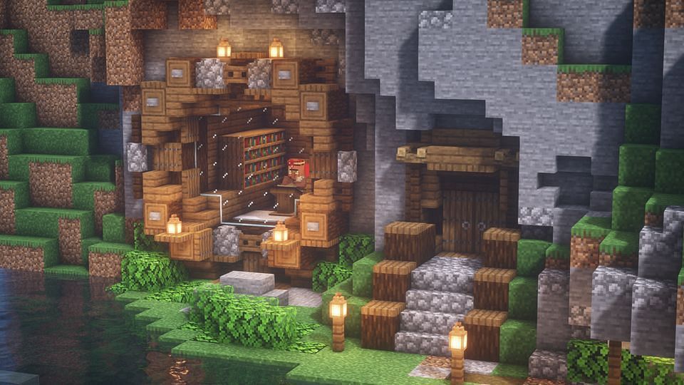 Mountain hobbit hole (Image via Minecraft)