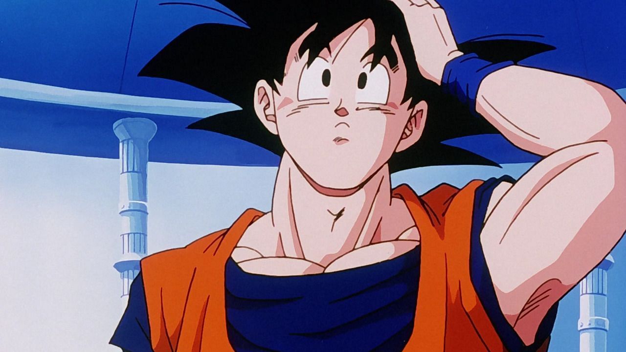 Goku seen thinking in Dragon Ball Z. (Image via Toei Animation)