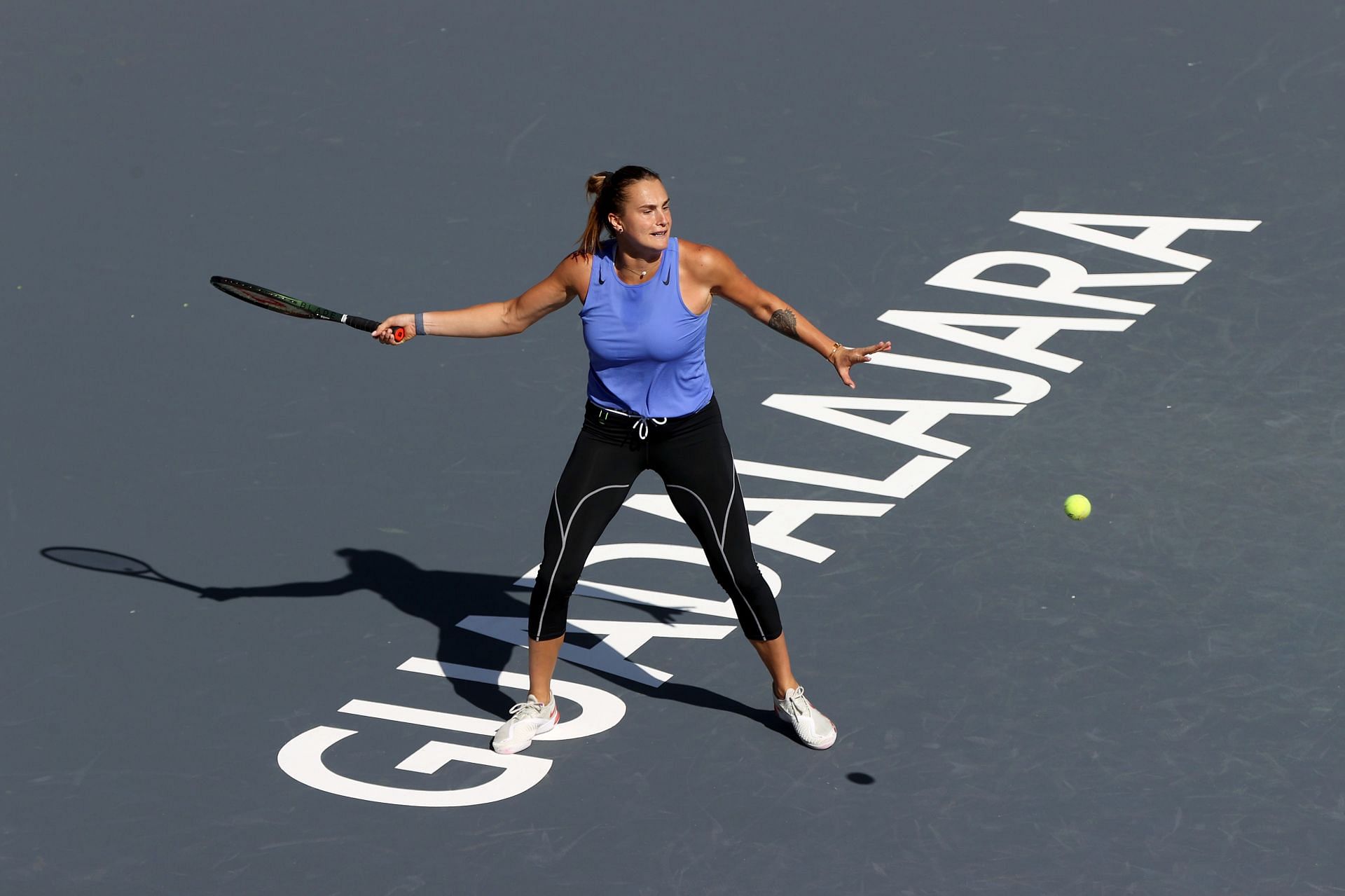 Aryna Sabalenka practising ahead of the WTA Finals 